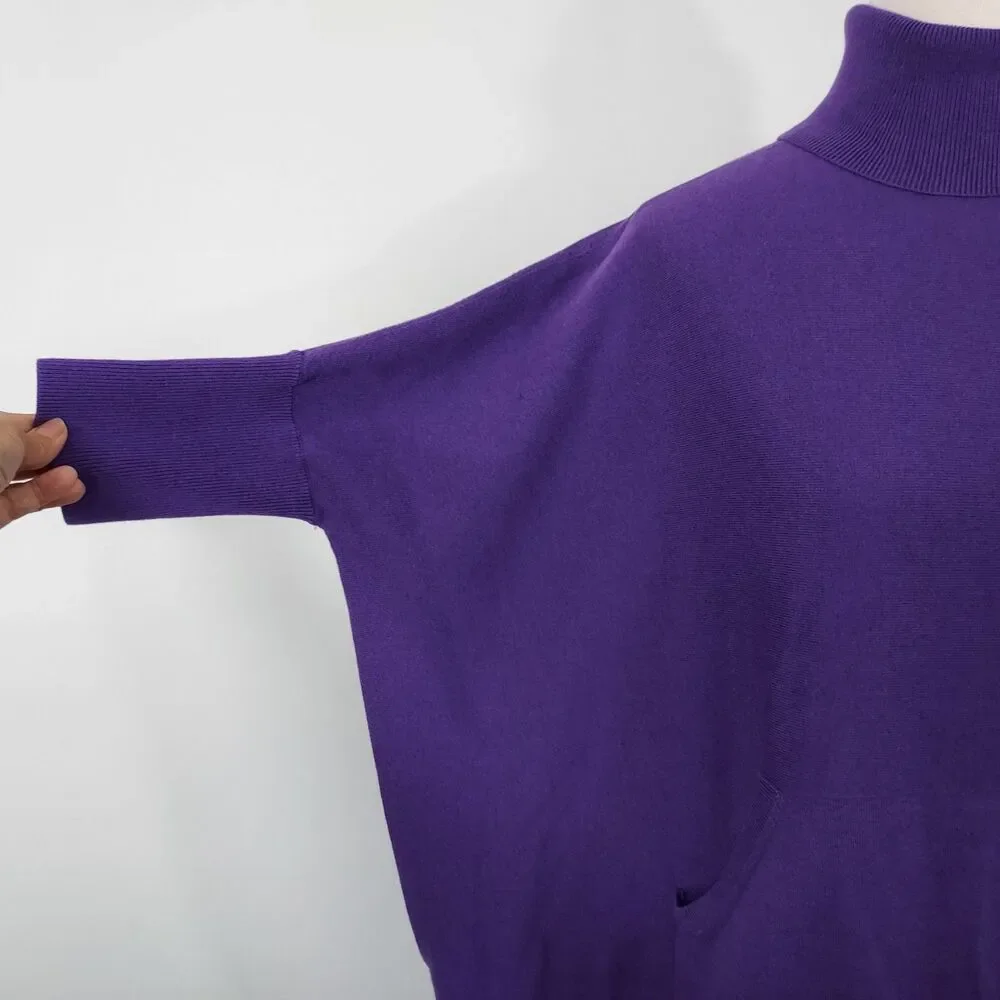 MICHAEL Michael Kors Sweater Top Boxy Oversize Turtleneck Handwarmer Women XS